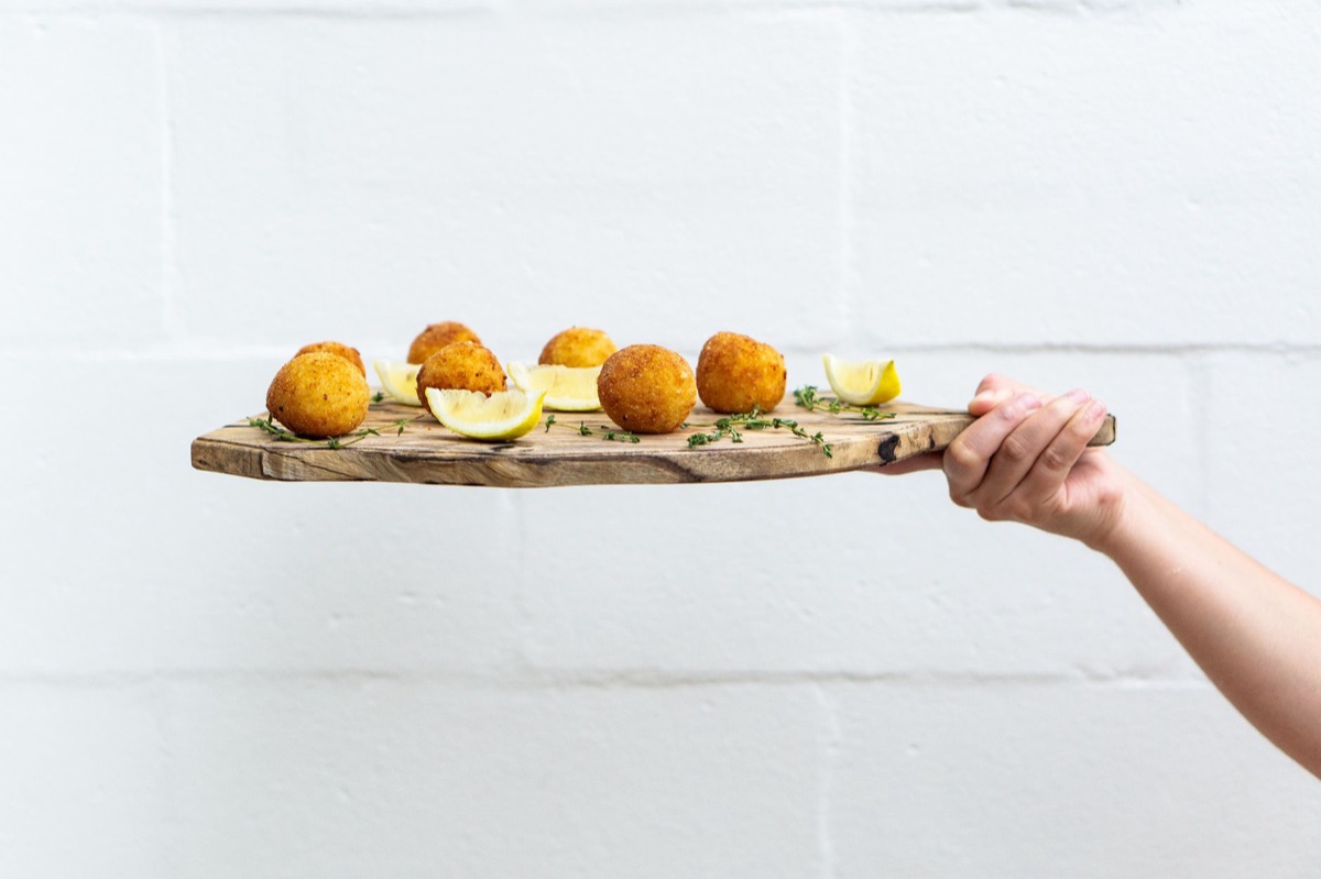 Modern arancini with vegetable and cheese fillings