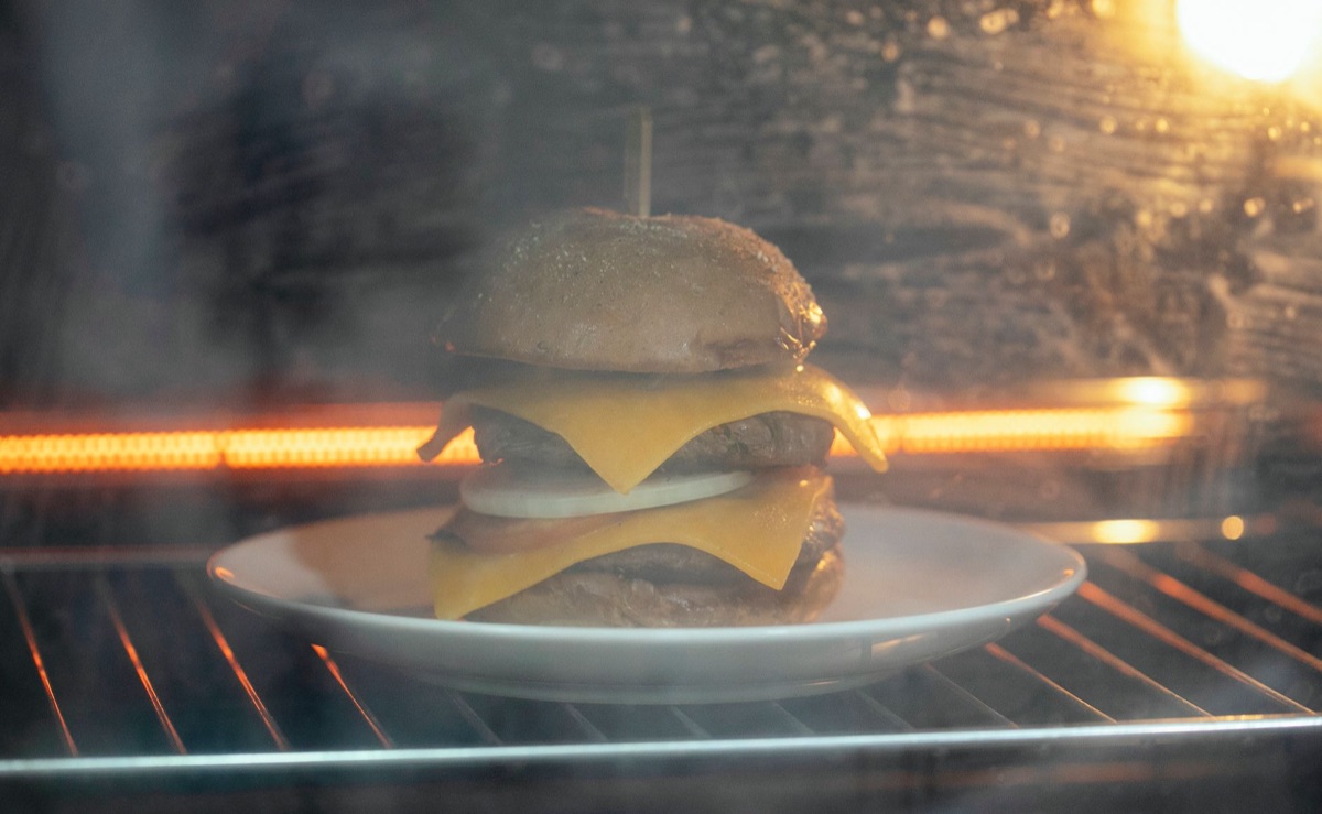 grilled burger on white plate
